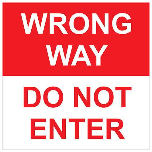 Wrong Way Do Not Enter Square 11" Decal